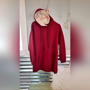 No Boundries, pull over  fur lined hoodie, Large, Dark Red